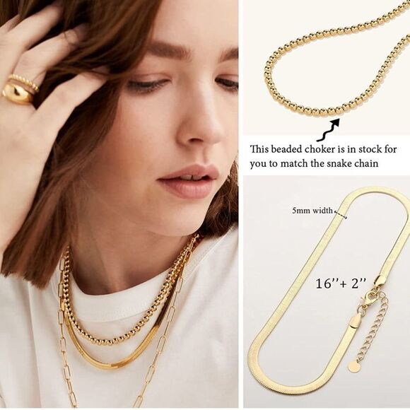 NWT 14K Gold Plated Snake Chain Necklace - Picture 4 of 5